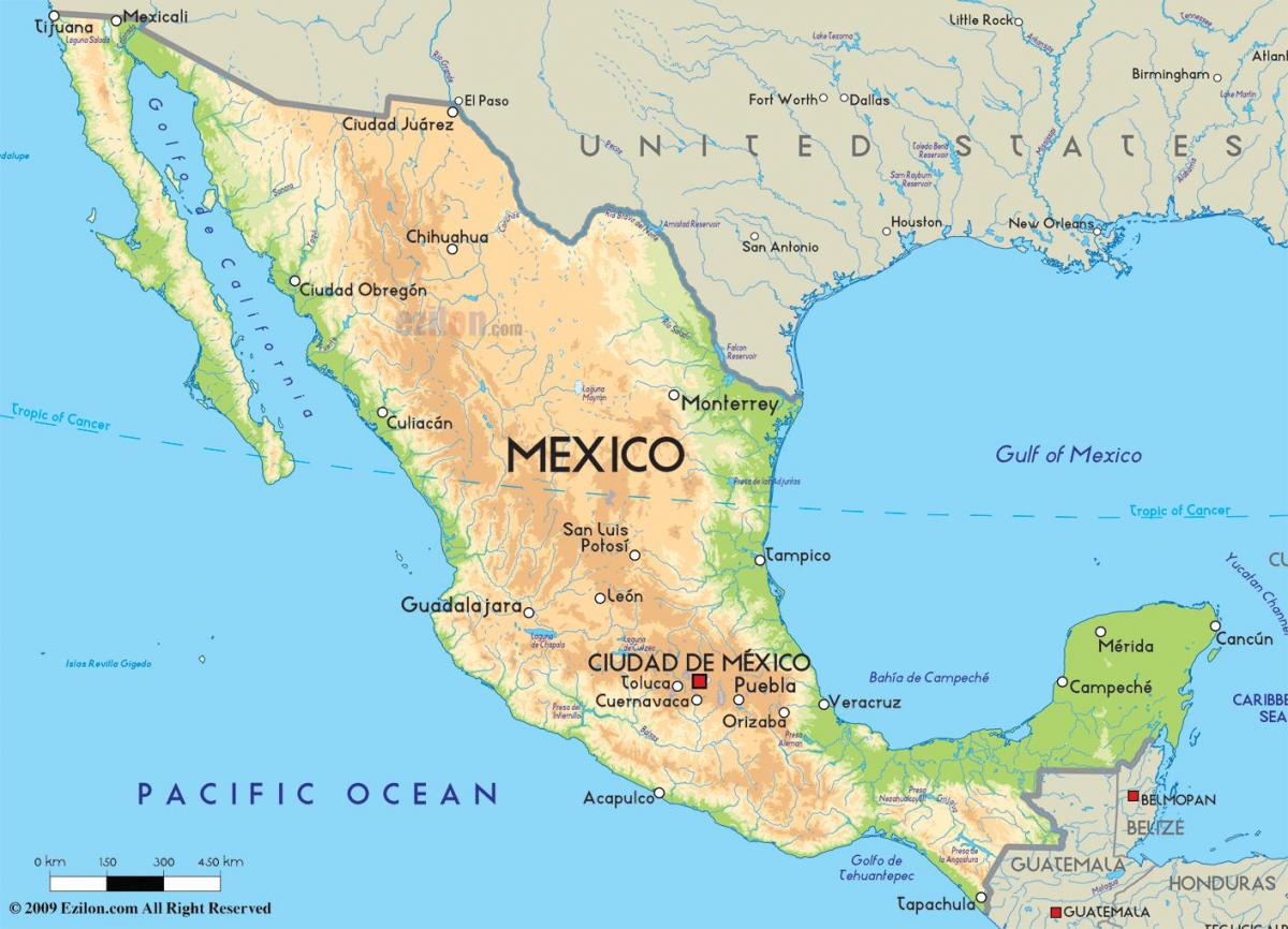 карта на Мексико