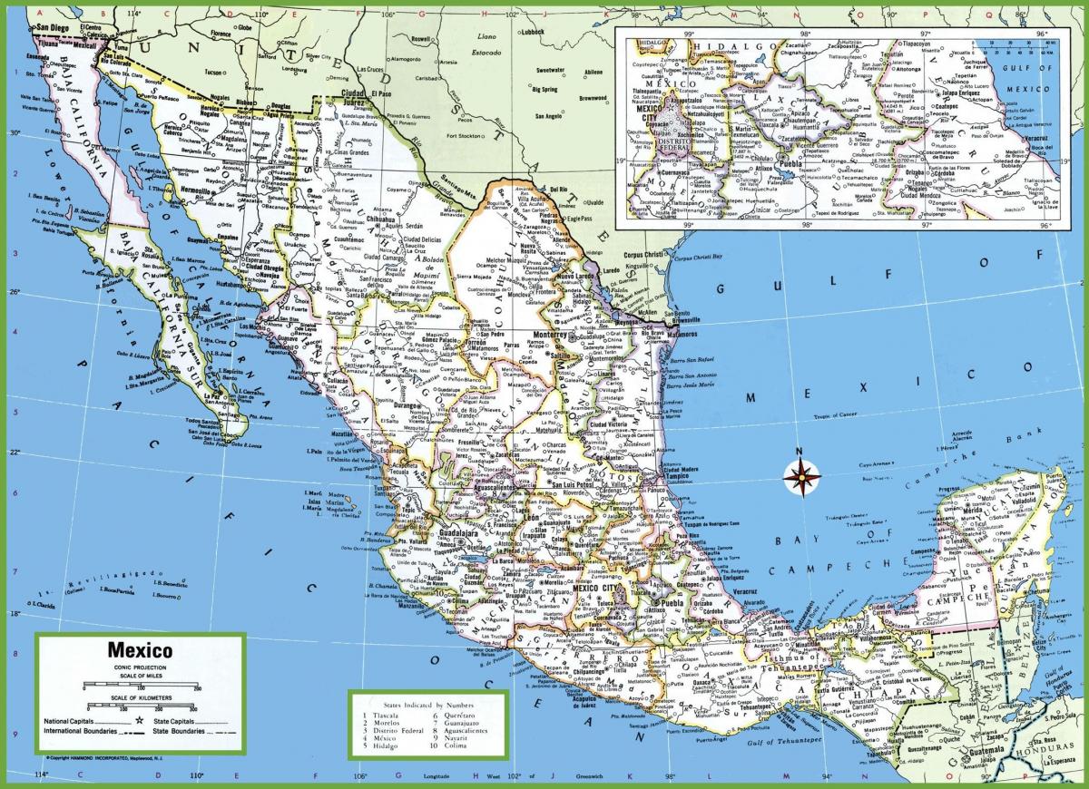 градове в Мексико картата