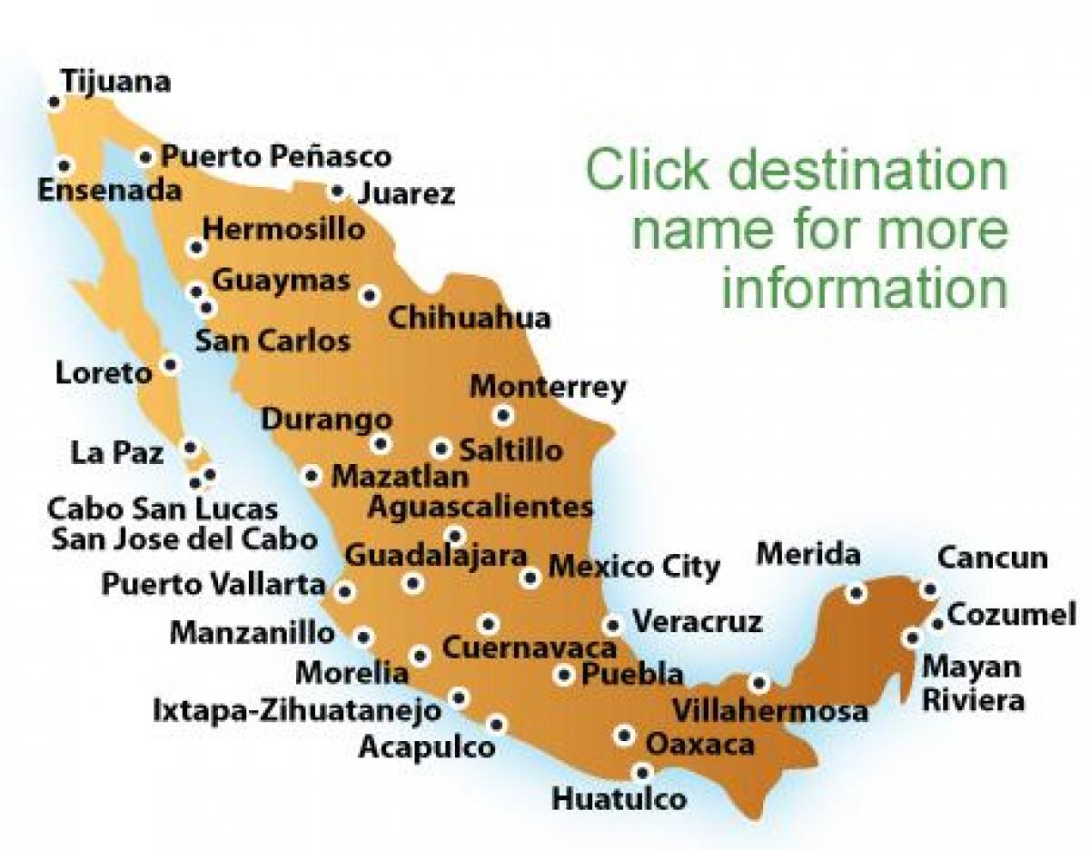 карта на плажовете в Мексико