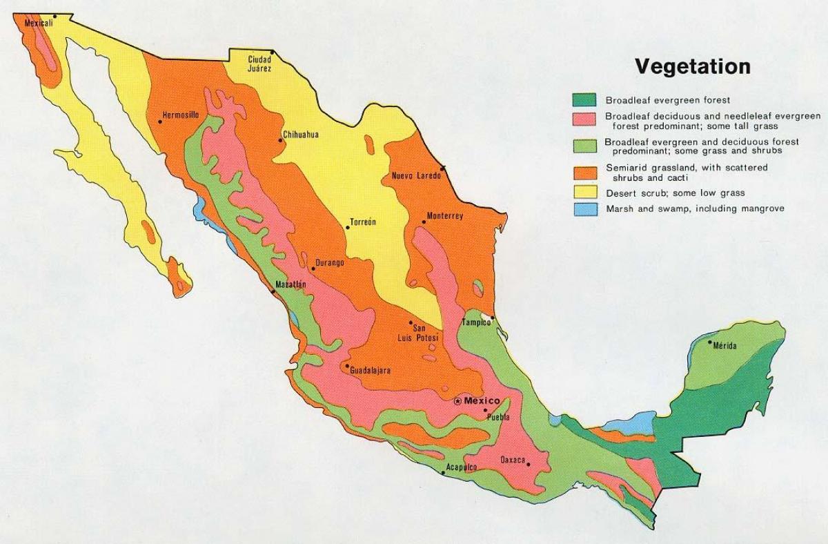 карта на Мексико естествени ресурси