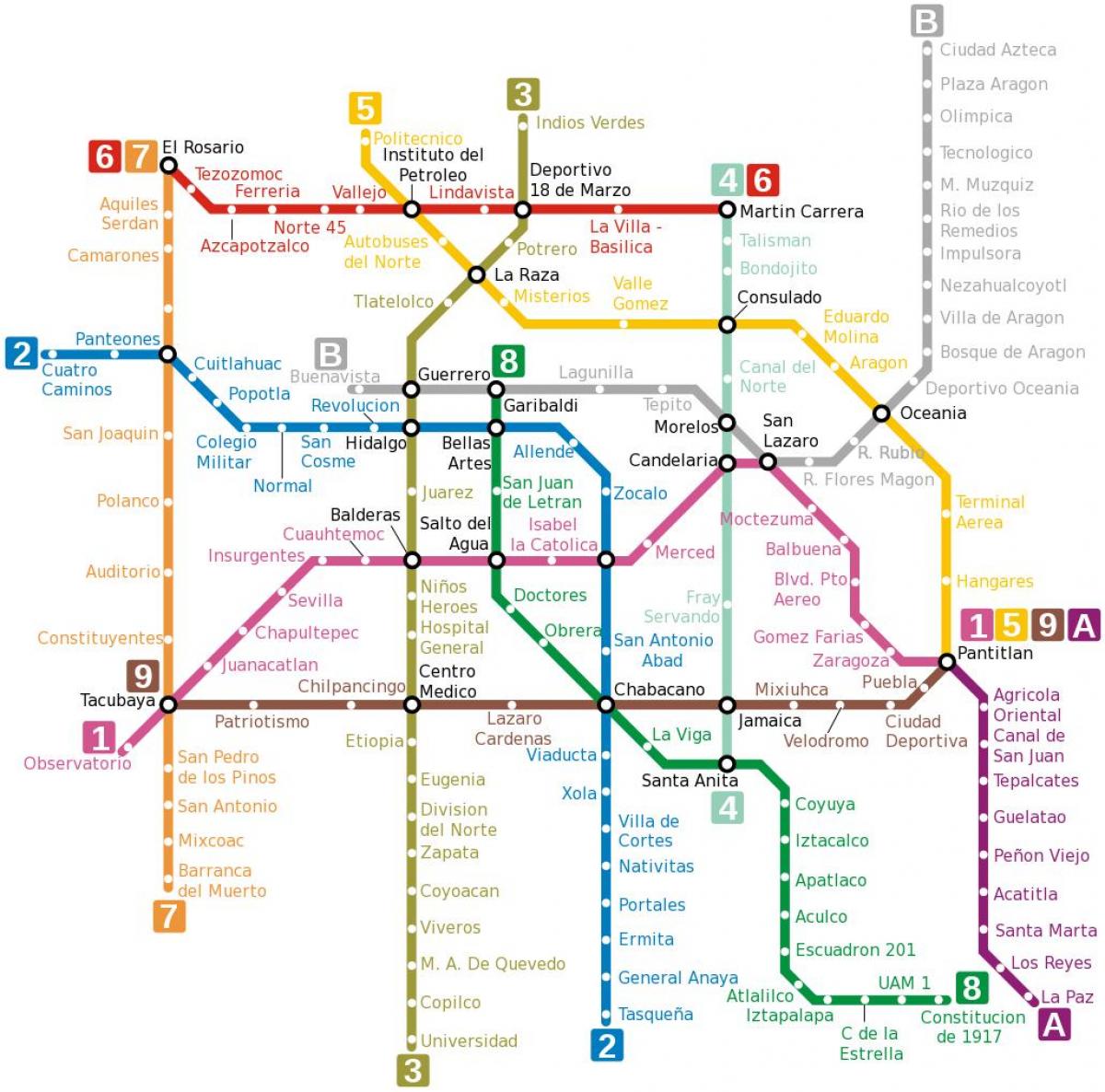 схема на метрото в Мексико