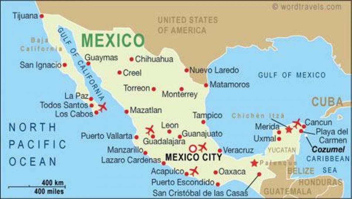 карта на летища в Мексико