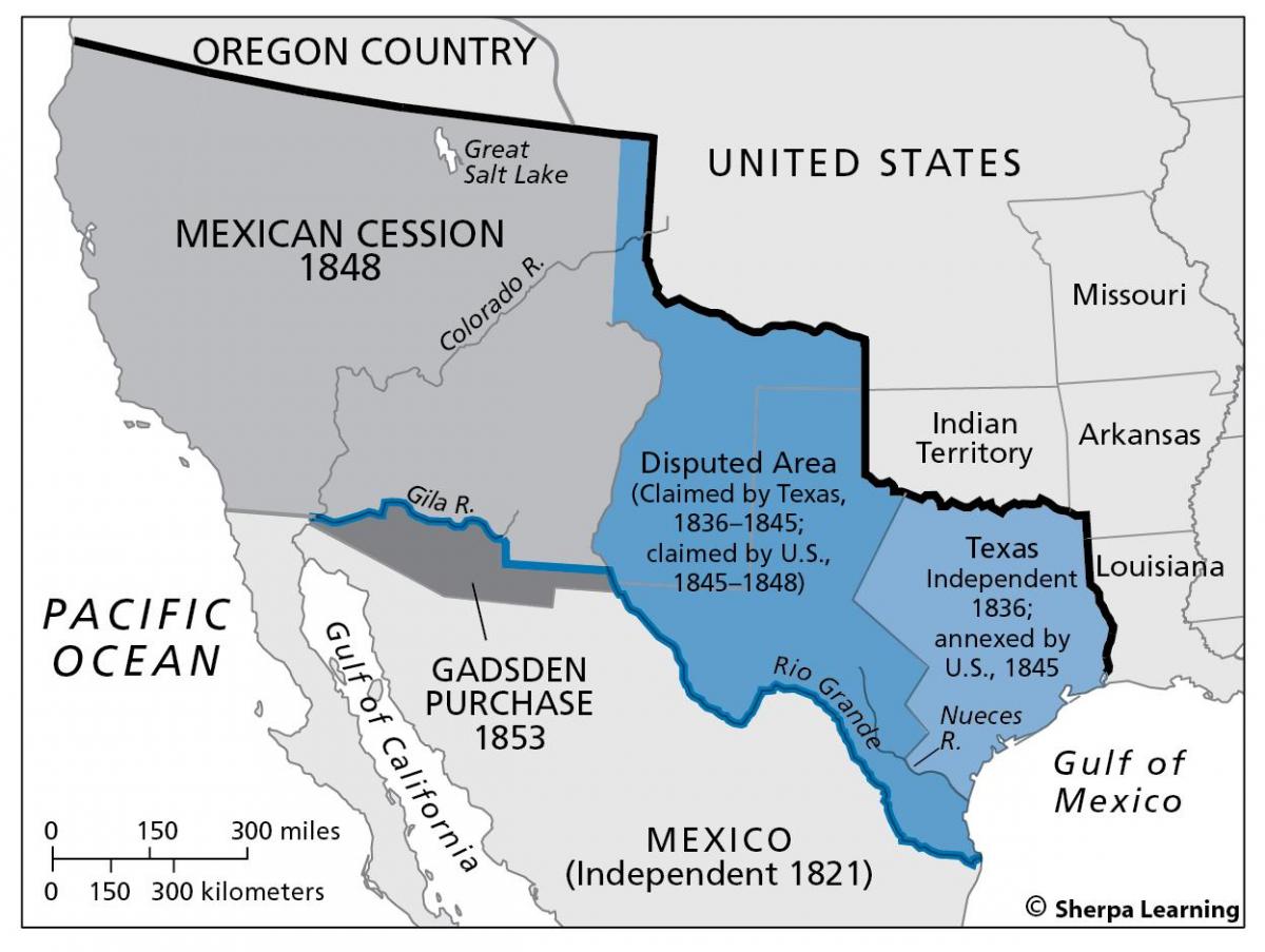карта на Мексико цессии