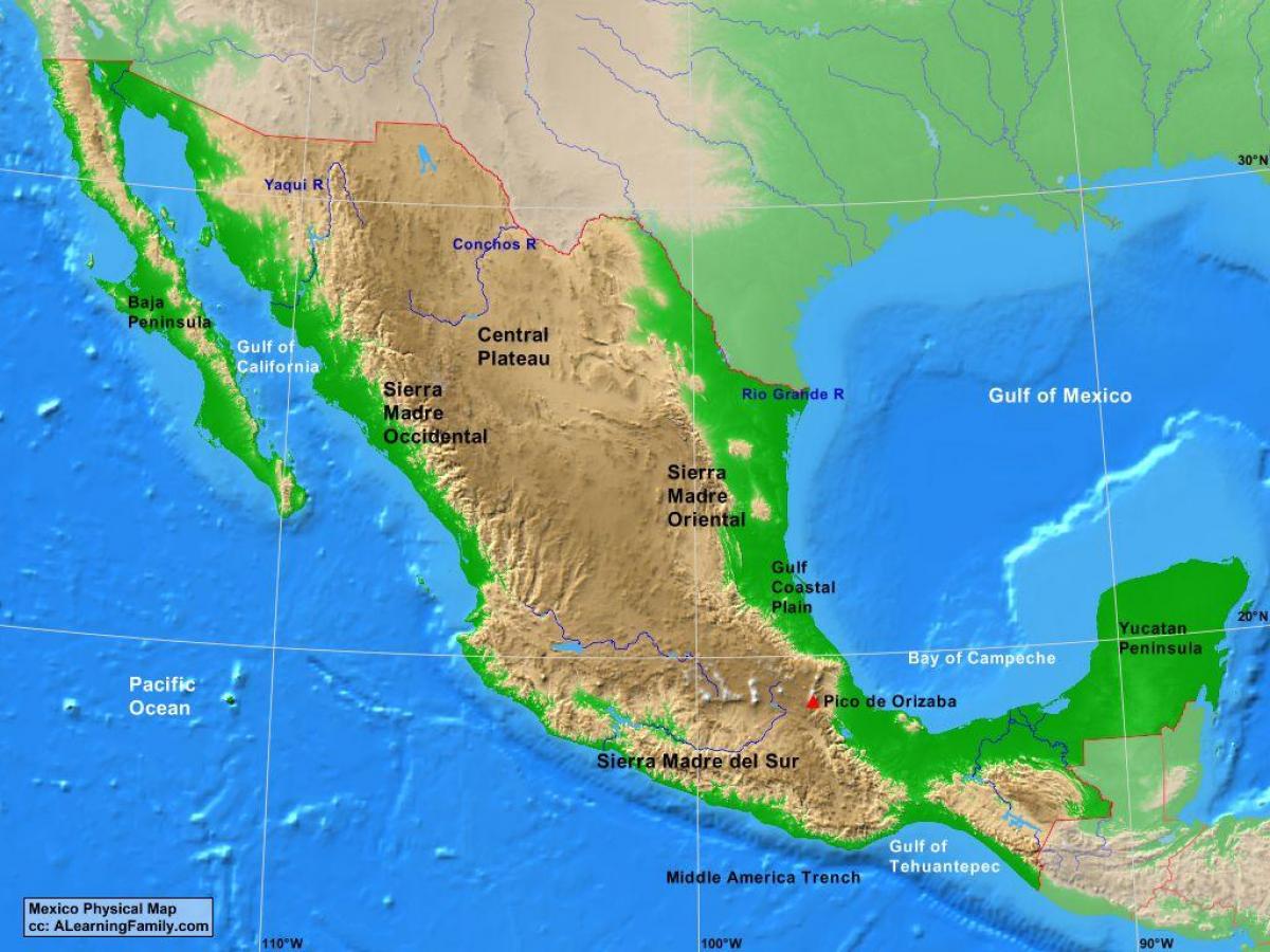 на платото на Мексико картата